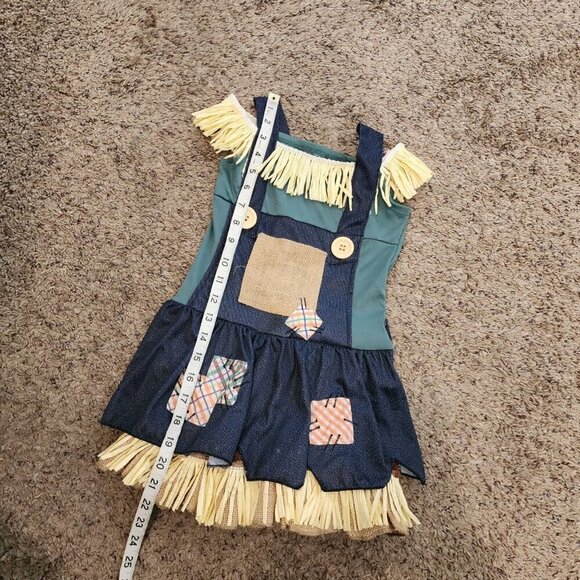 Wizard of Oz Scarecrow Patchwork Straw Hay Dress Halloween Costume w/Hat S/4-6 - Picture 10 of 10